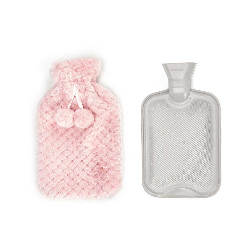 HOT WATER BAG 1.8L PINK PILE COVER