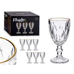 330ML DIAMOND SHAPE WINE GLASS WITH GOLD EDGE 