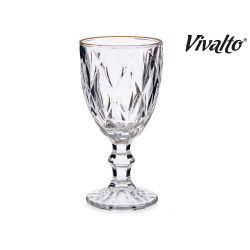 330ML DIAMOND SHAPE WINE GLASS WITH GOLD EDGE 