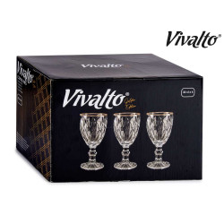 330ML DIAMOND SHAPE WINE GLASS WITH GOLD EDGE 