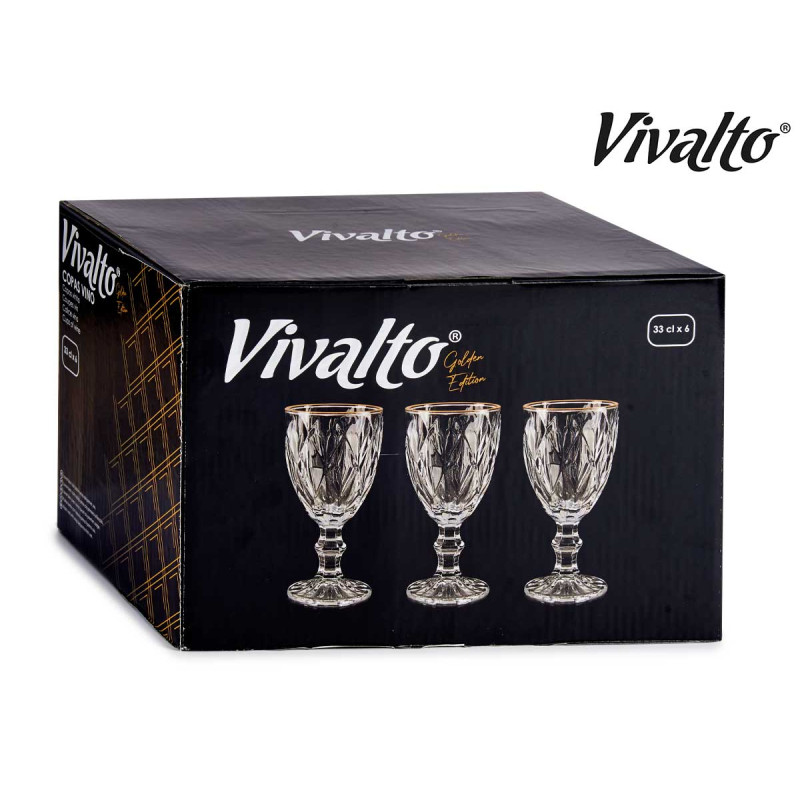 330ML DIAMOND SHAPE WINE GLASS WITH GOLD EDGE 