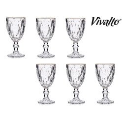 330ML DIAMOND SHAPE WINE GLASS WITH GOLD EDGE 