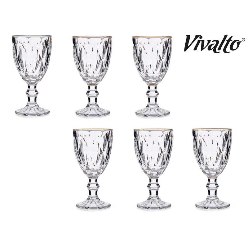 330ML DIAMOND SHAPE WINE GLASS WITH GOLD EDGE 