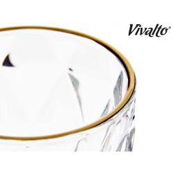330ML DIAMOND SHAPE WINE GLASS WITH GOLD EDGE 