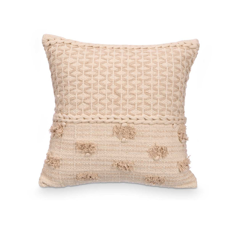 CUSHION TASSELS BEIGE 45X45 CM