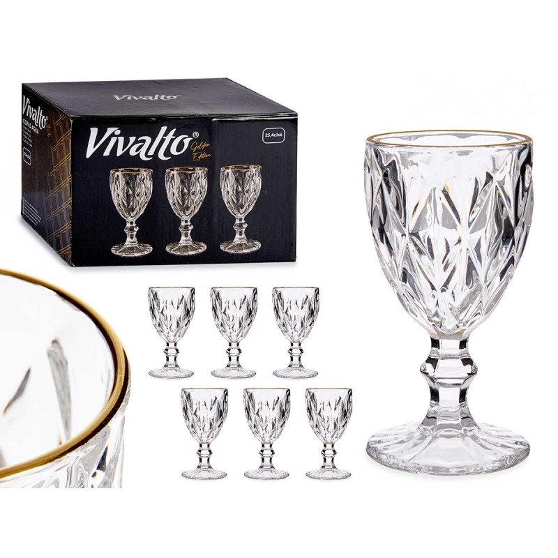 254ML DIAMOND SHAPE WATER GLASS WITH GOLD EDGE 