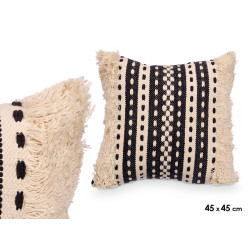 COUSSIN RAYURES NOIR 45X45 CM