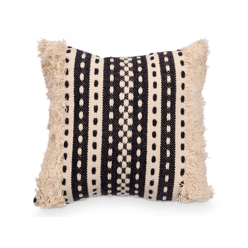 COUSSIN RAYURES NOIR 45X45 CM