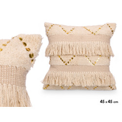 CUSHION SEQUINS NATURAL 45X45 CM