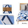 COLCHA CAMA REVERSIBLE 180X260 TRIANGULOS AZULES