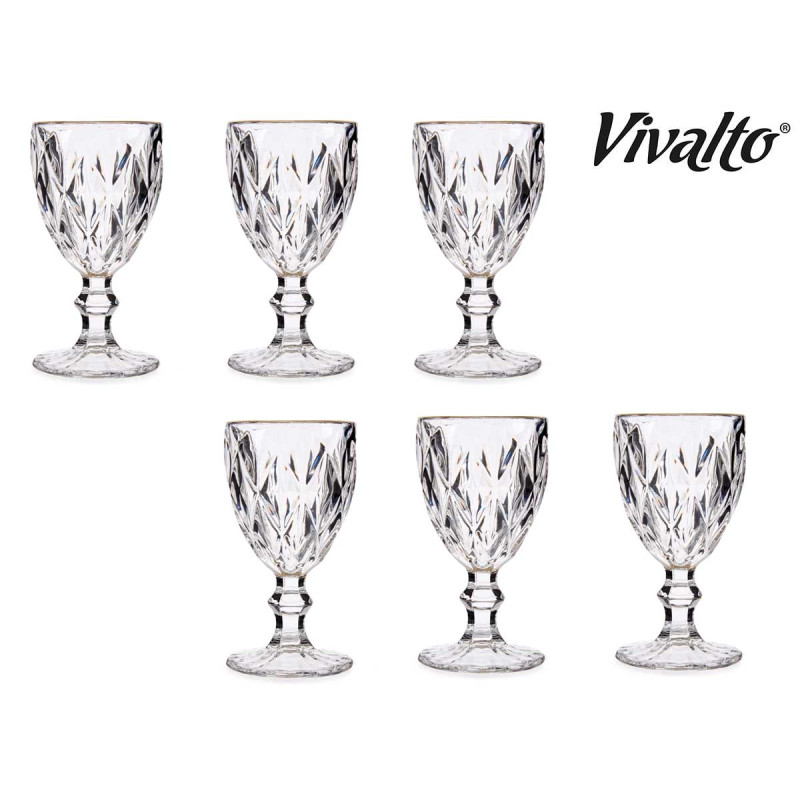 254ML DIAMOND SHAPE WATER GLASS WITH GOLD EDGE 