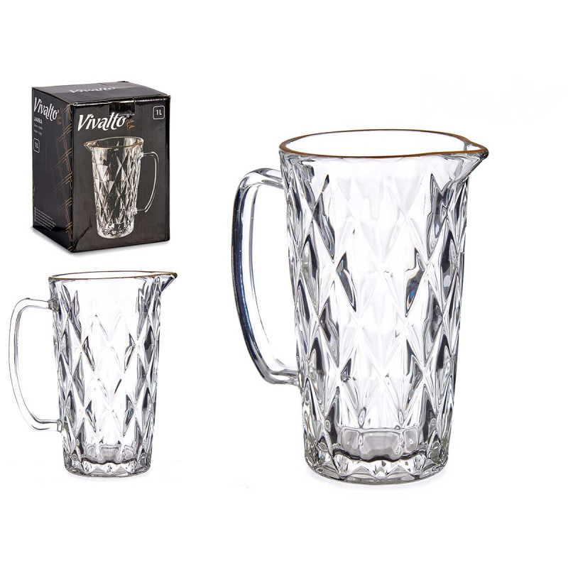 1L DIAMOND SHAPE WATER JAR WITH GOLD EDGE 