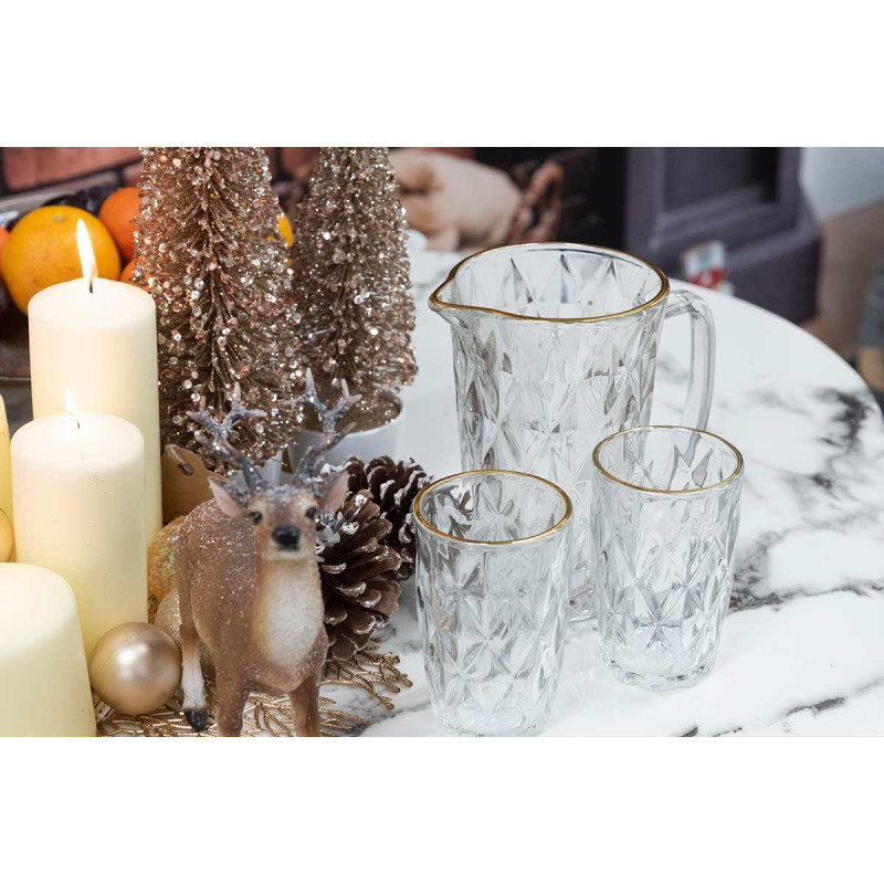 PICHET EAU 1L DIAMANT BORDURE OR 