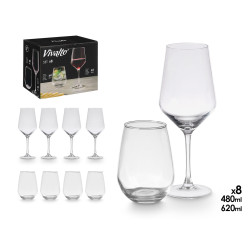 SET 8 PIÈCES VERRE 480ML TASSE 620ML