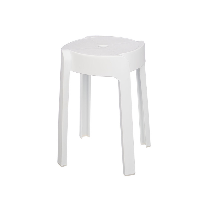 TABURETE PLASTICO REDONDO BLANCO