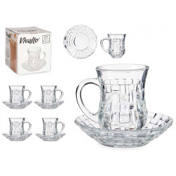 CONJ 4 CHÁVENAS VIDRO COM PRATO TEXTURA VIME 125ML