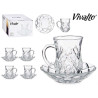CONJ 4 CANECAS VIDRO COM PRATO LOSANGOS 125ML
