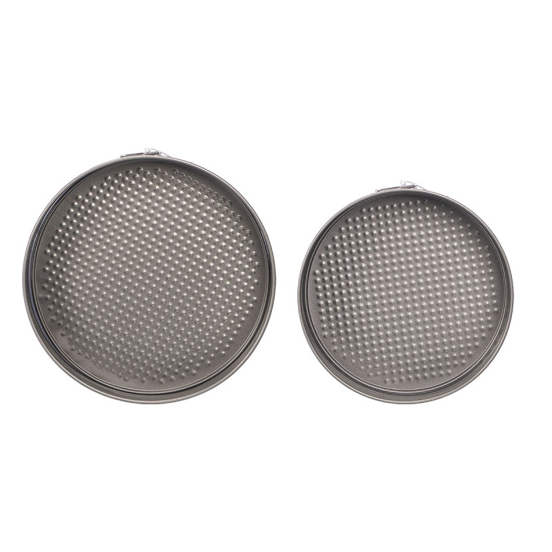 SET 2 GREY ROUND STEEL ROASTER PAN