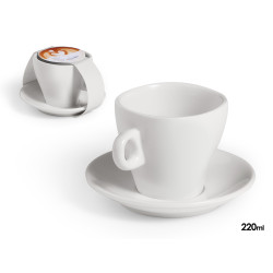 TAZA BOCA ANCHA PLATO CAFE PORCELANA 220ML