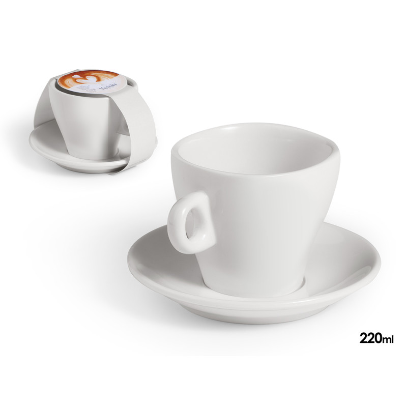 TAZA BOCA ANCHA PLATO CAFE PORCELANA 220ML