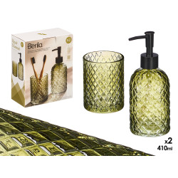 SET 2 DOSEADOR COPO 410ML BANHO VERDE DIAMANTE