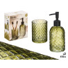SET 2 DOSIFICADOR VASO 410ML BAÑO VERDE DIAMANTE