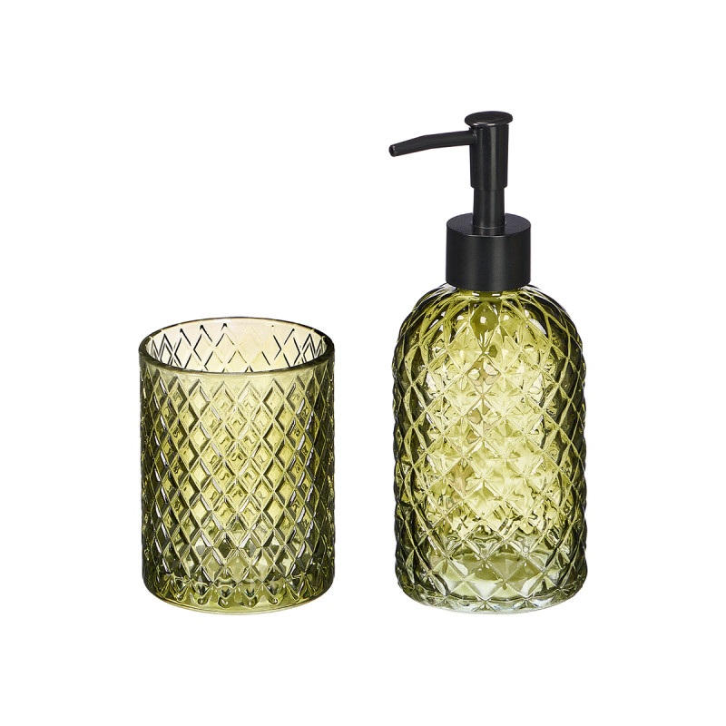 SET 2 DOSEADOR COPO 410ML BANHO VERDE DIAMANTE