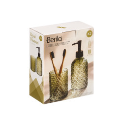 SET 2 DOSEADOR COPO 410ML BANHO VERDE DIAMANTE