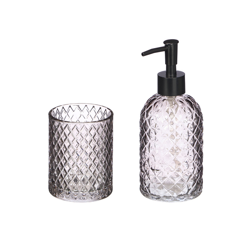 SET 2 DOSATORI VASO 410ML BAGNO GRIGIO DIAMANTE