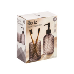 SET 2 DOSATORI VASO 410ML BAGNO GRIGIO DIAMANTE