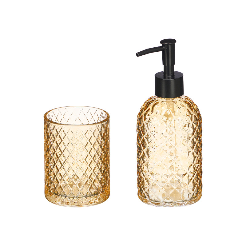 SET 2 DOSIFICADOR VASO 410ML BAÑO AMBAR DIAMANT