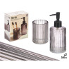 SET 2 DISTRIBUTEUR VERRE 350ML SALLE BAIN GRIS