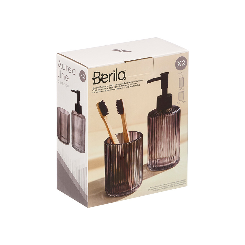 SET 2 DOSEADOR COPO 350ML CASA BANHO CINZA RISC