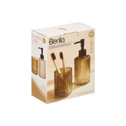 SET 2 DOSATORI VASO 350ML BAGNO AMBRA RIGHE