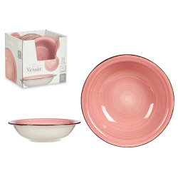 DEEP DISH PINK STONEWARE WITH EDGE