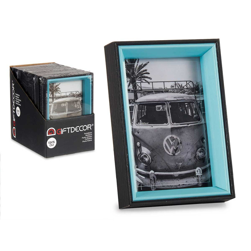 BLACK AND BLUE WOOD PHOTO HOLDER 10X15