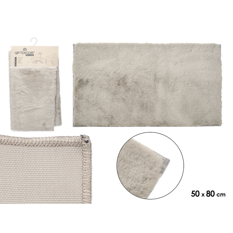 FABRIC RUG SHAGGY PILE 50X80 CM LIGHT GREY 