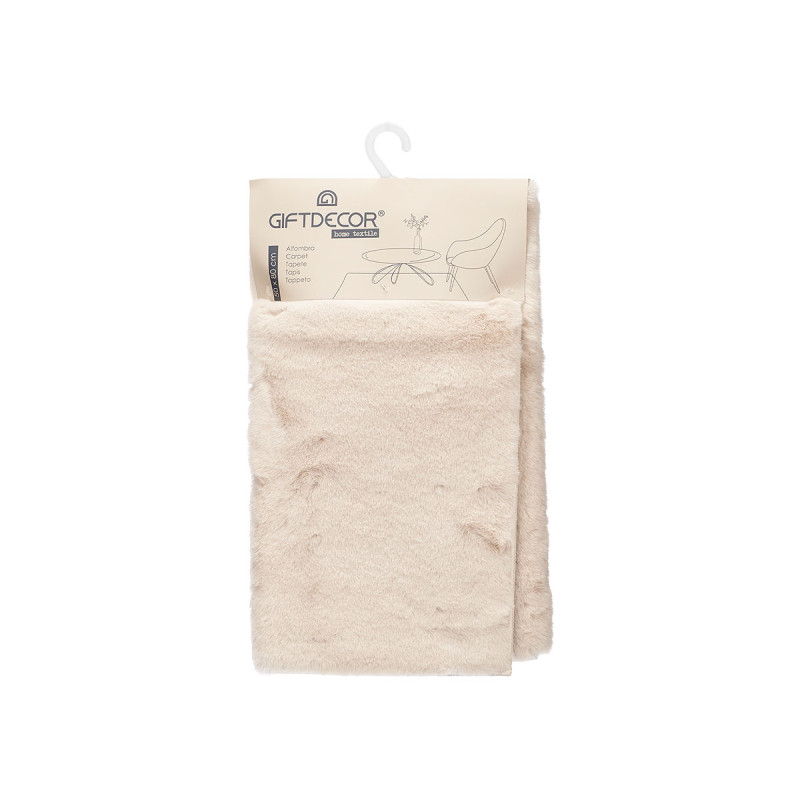 FABRIC RUG SHAGGY PILE 50X80 CM LIGHT BEIGE 
