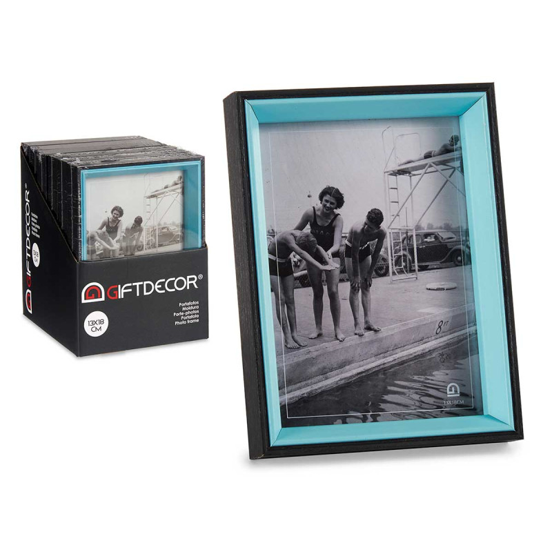 BLACK AND BLUE WOOD PHOTO HOLDER 13X18