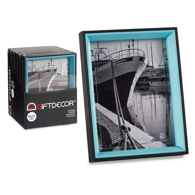 BLACK AND BLUE WOOD PHOTO HOLDER 15X20