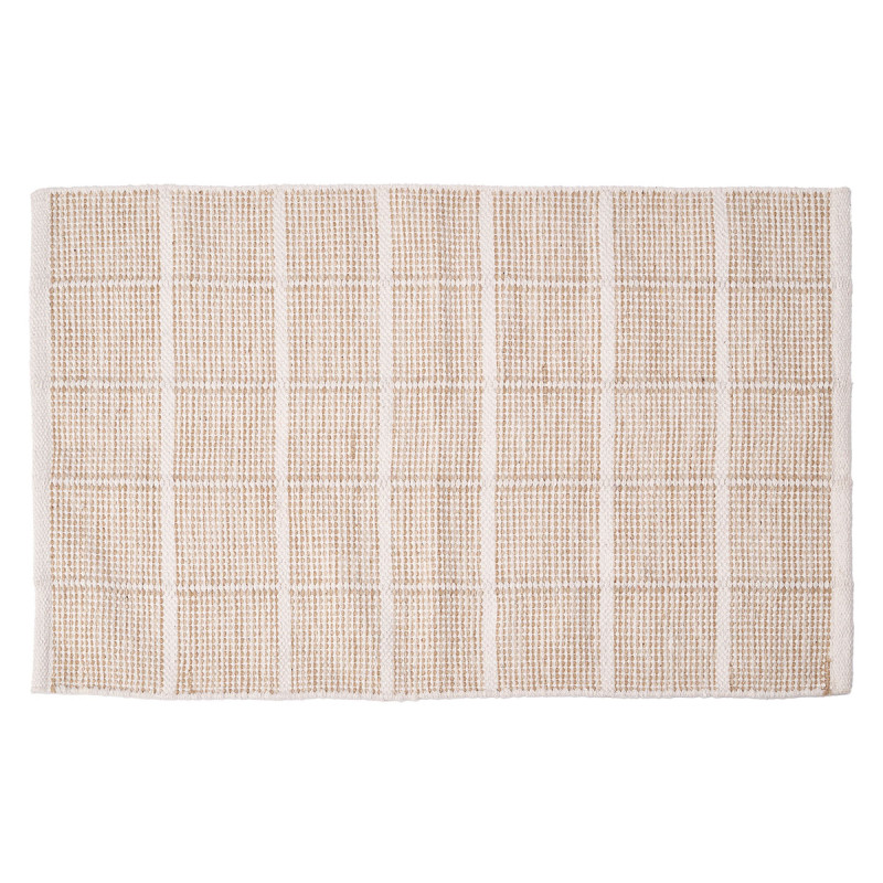 TAPIS ARTISANAL 60X90CM CARREAUX BEIGE 