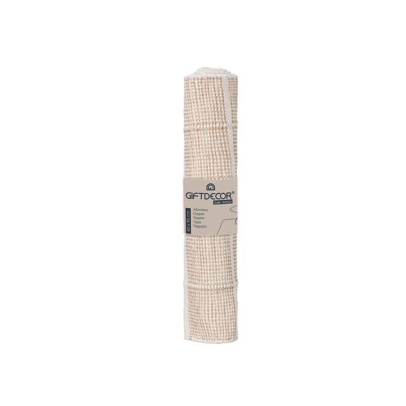 HANDMADE RUG 60X90CM SQUARES BEIGE 