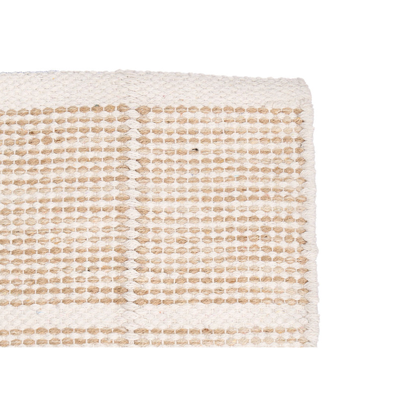 ALFOMBRA ARTESANAL 60X90CM CUADROS BEIGE
