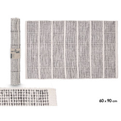 TAPETE ARTESANAL 60X90CM QUADRADOS CINZENTO