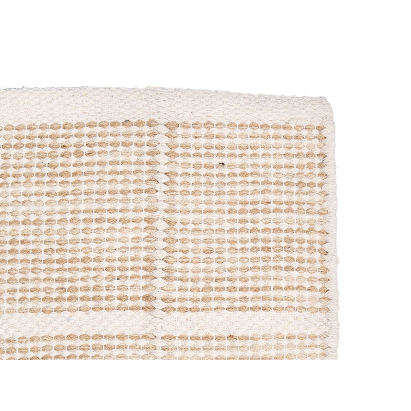 TAPPETO ARTIGIANALE 80X140CM QUADRI BEIGE