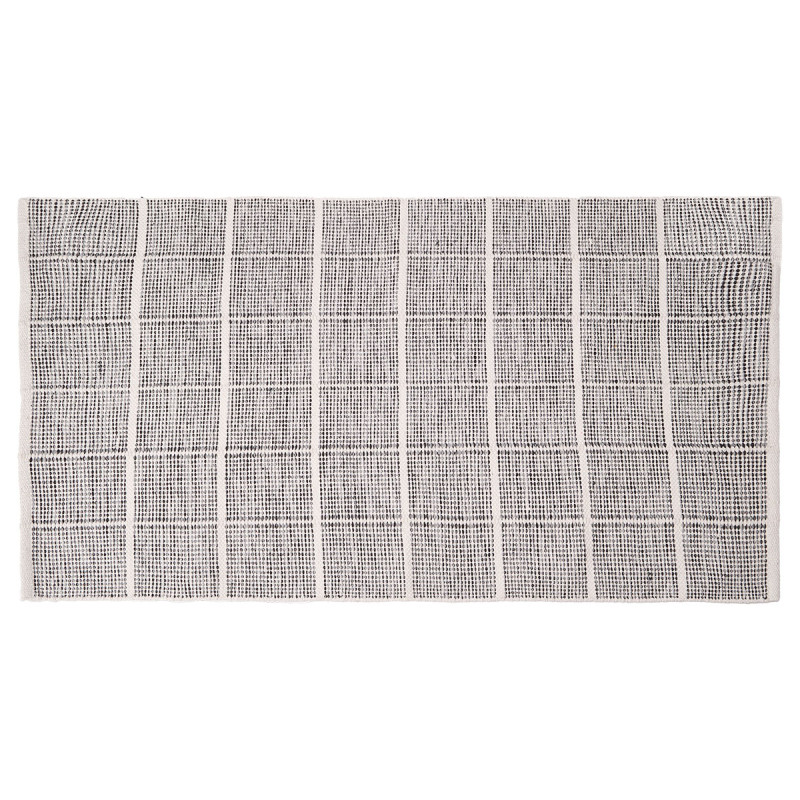 TAPIS ARTISANAL 80X140CM CARREAUX GRIS