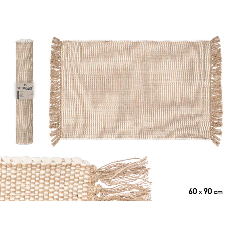 ALFOMBRA ARTESANAL 60X90CM BEIGE NATURAL