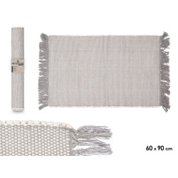 TAPPETO ARTIGIANALE 60X90CM GRIGIO CHIARO
