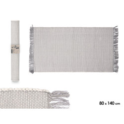 TAPIS ARTISANAL 80X140CM GRIS CLAIR