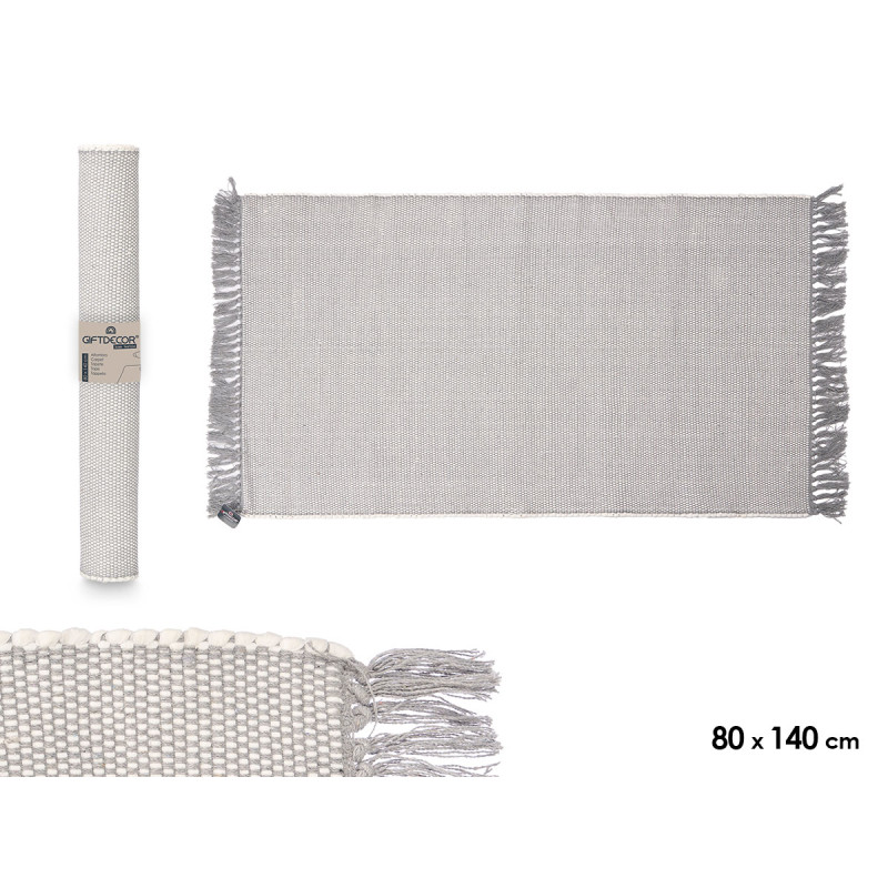 TAPIS ARTISANAL 80X140CM GRIS CLAIR